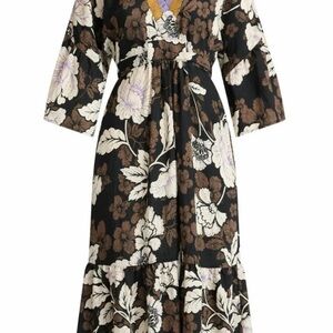 Sofia Vergara Black Floral Midi Dress Size 20 Flowy Boho Plus Size Fall Spring